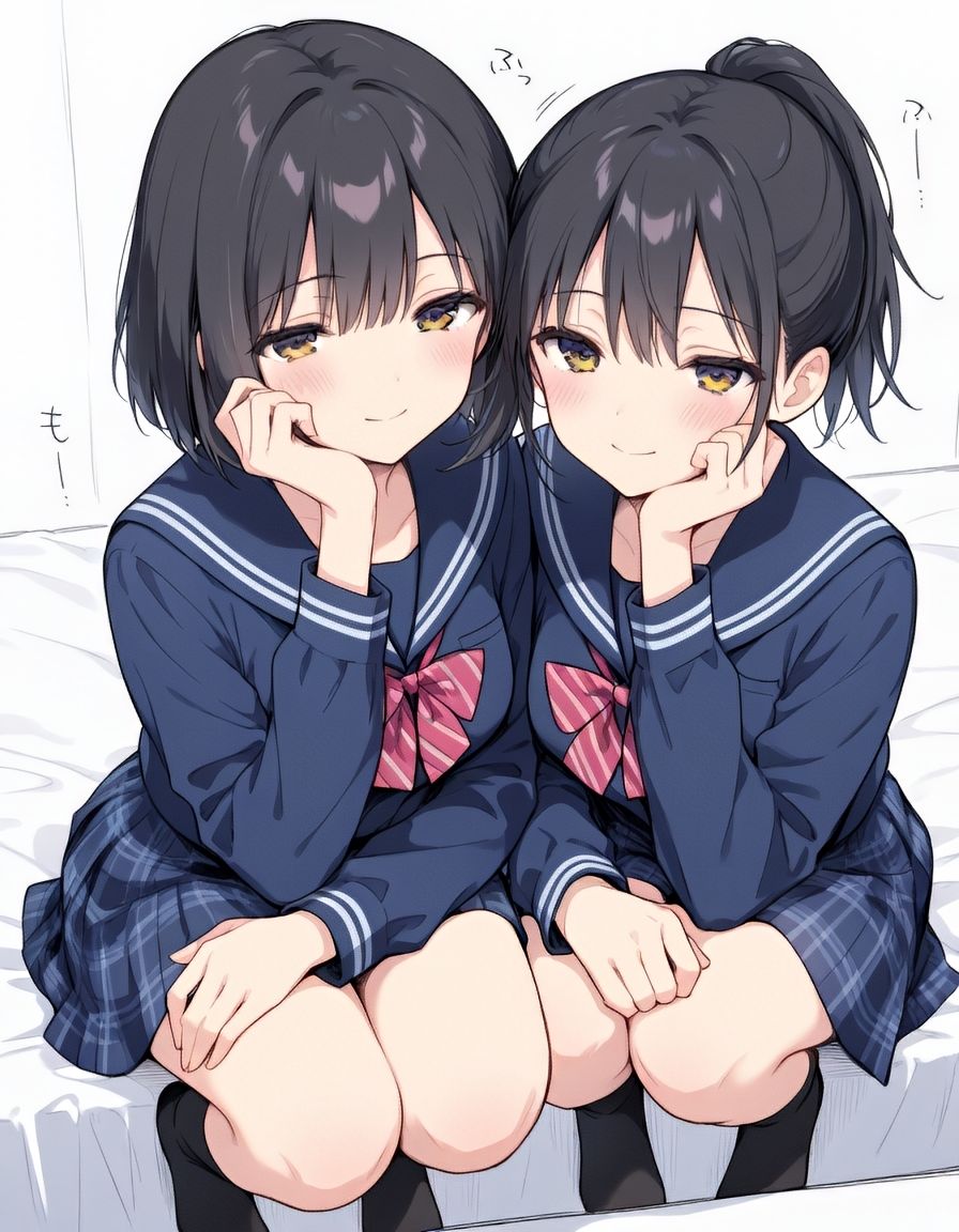 『美少女たちの、恥じらい3P×ハーレムえっち。』vol1 黒髪でかぱいver.【巨乳/制服】 サンプル画像1