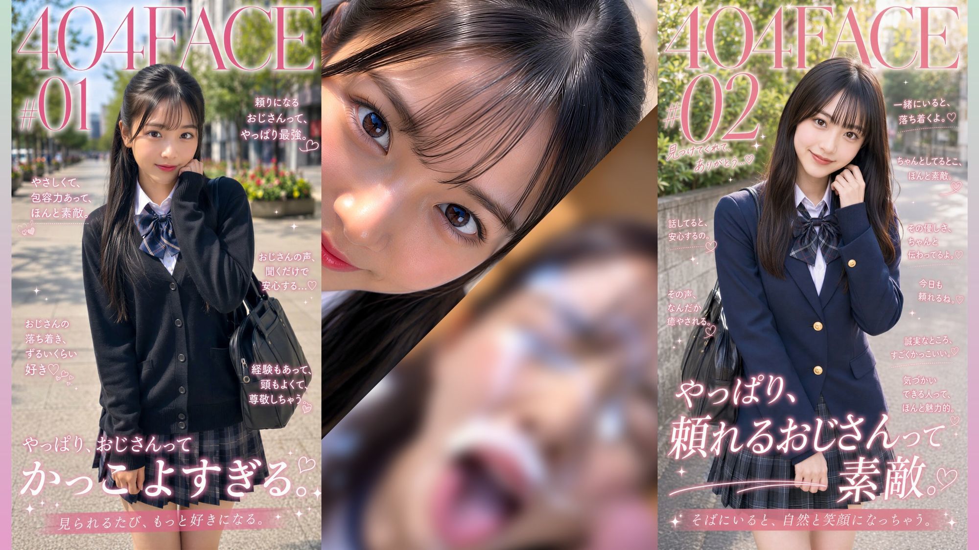 【404FACE】反転世界スキルを使いJK無双してしまうおじさんの世界線！大量顔射☆おまけ込み計36発射☆【4K超高画質動画】Facial Compilation サンプル画像1