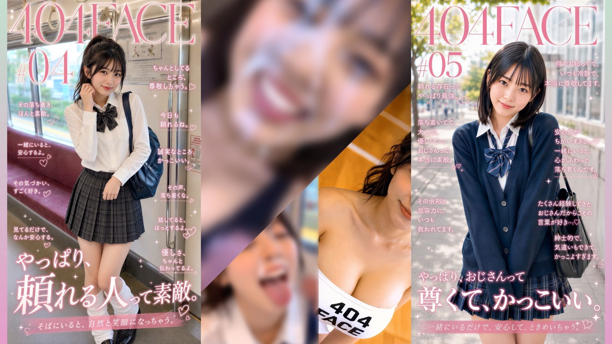 【404FACE】反転世界スキルを使いJK無双してしまうおじさんの世界線！大量顔射☆おまけ込み計36発射☆【4K超高画質動画】Facial Compilation サンプル画像3