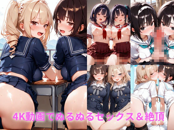 【4K神画質】親友と一緒に種付けセックス実習！制服JK100連発！【40分】 サンプル画像2