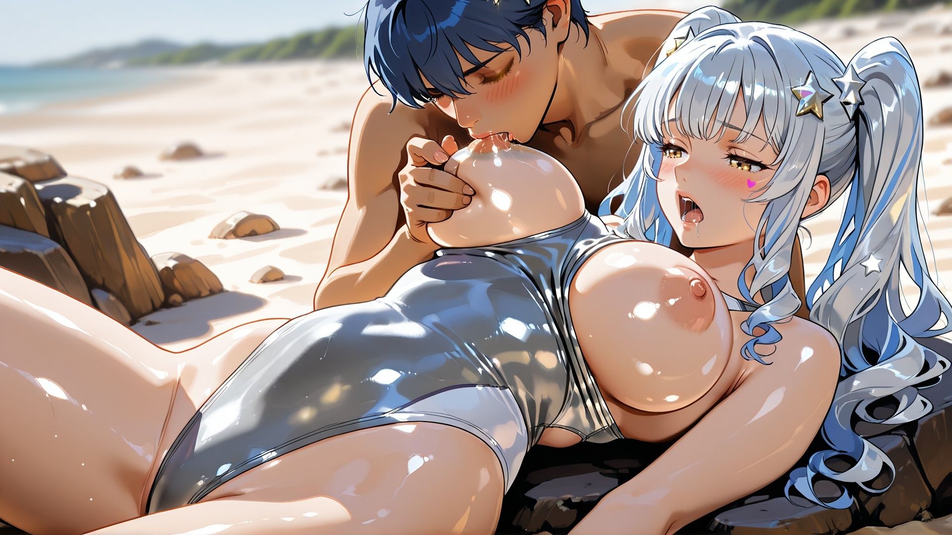 【4k120FPSフルアニメーション動画】乳もみ、乳首責め ビーチで青姦SEX 見られちゃたらどうしよう！！ ルナは我慢できません サンプル画像5