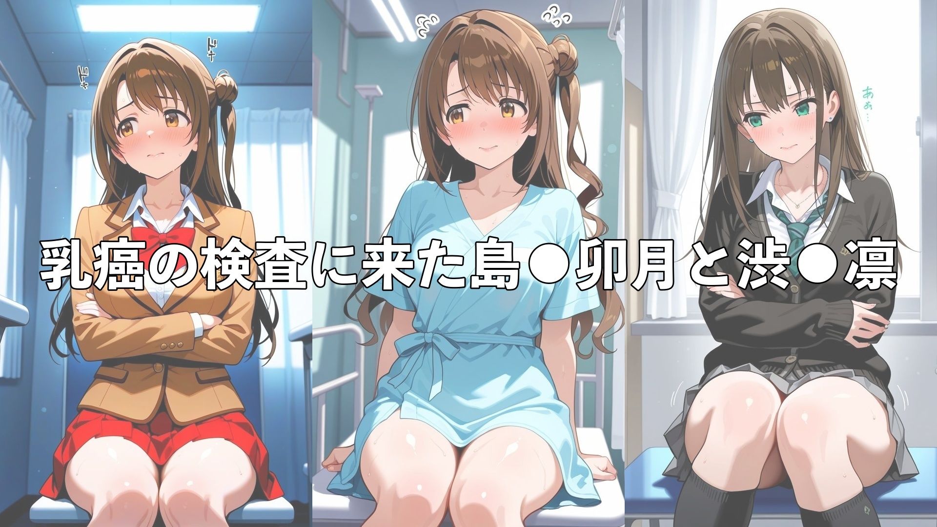 乳がん検診に来たところ悪徳医師の手つきが徐々にいやらしくなり最終的にはチ●ポを挿入【島●卯月＆渋●凛】 サンプル画像2