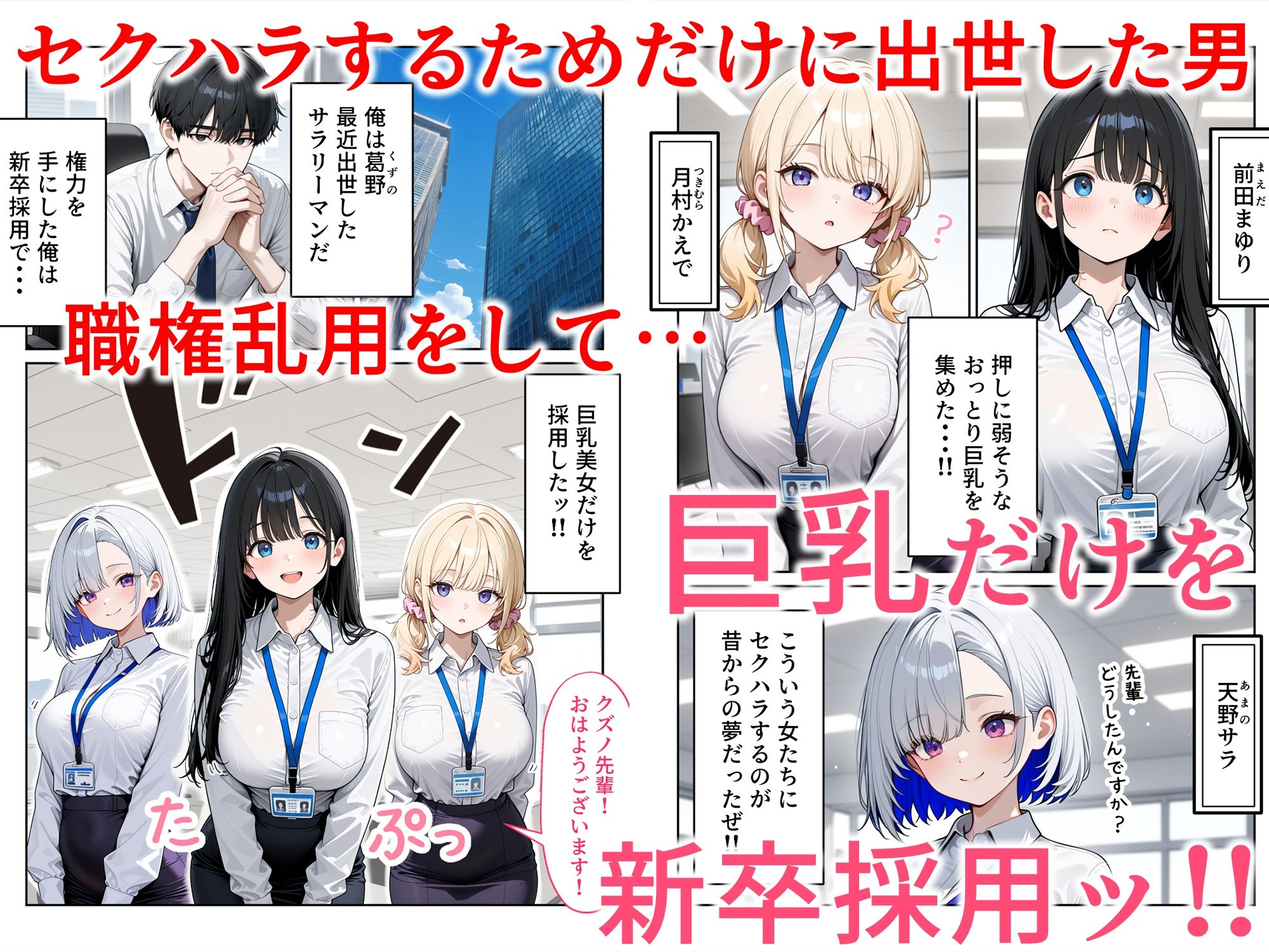 昼休みに抜いてくれる新卒OLちゃん！巨乳だけ採用してセクハラ祭り！ サンプル画像1