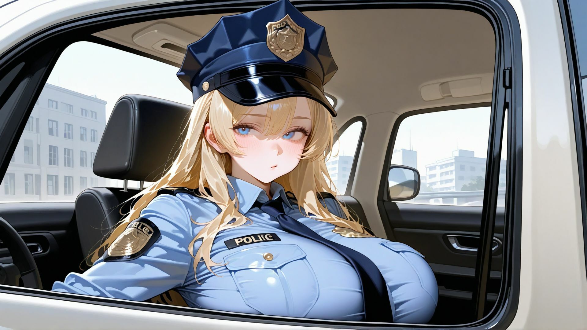 【4K】巨乳女警官の部下と濃厚中出しカーセックス サンプル画像4
