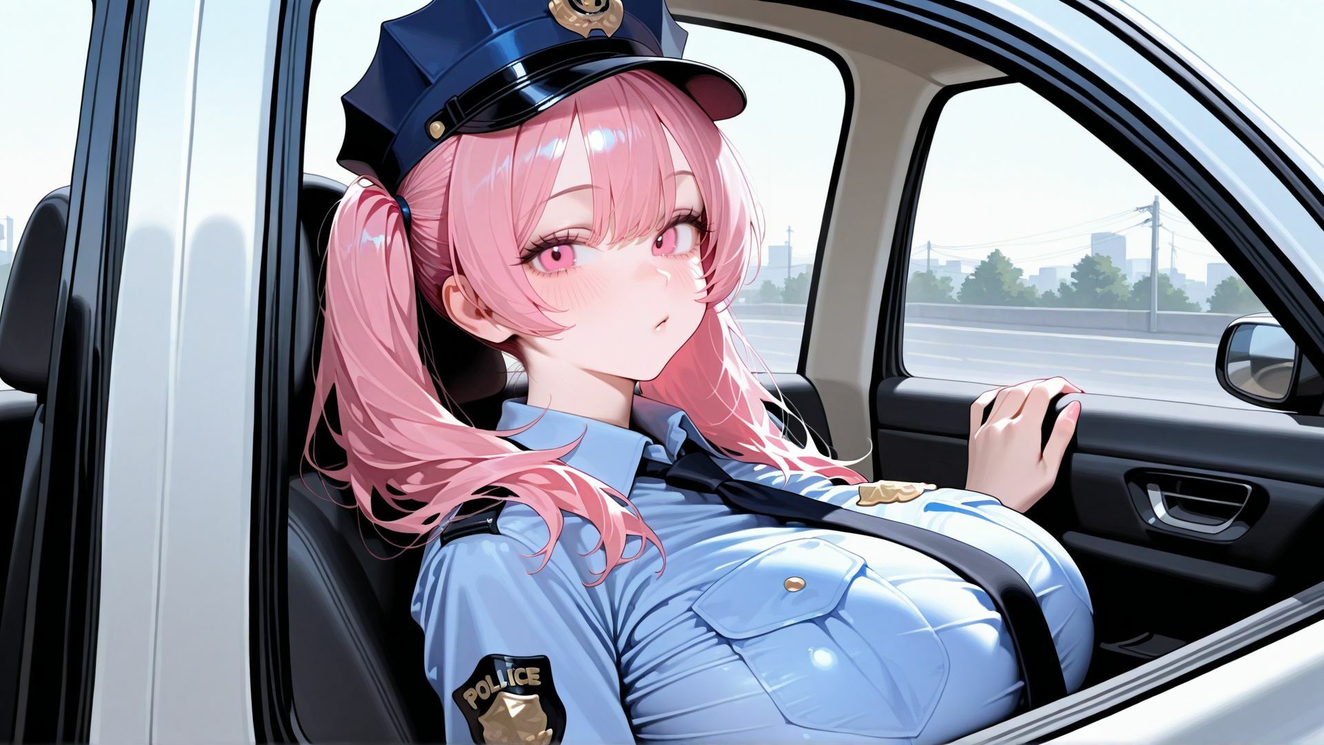 【4K】巨乳女警官の部下と濃厚中出しカーセックス サンプル画像7