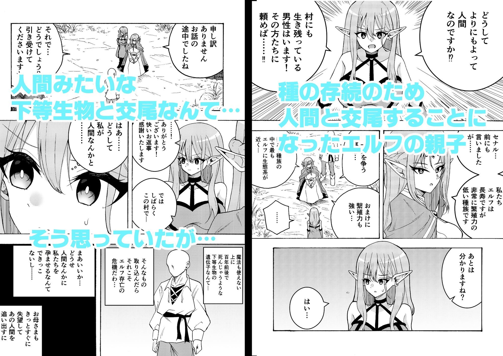 人間を見下すエルフ母娘を人間ち〇ぽで孕ませるまで。 サンプル画像1