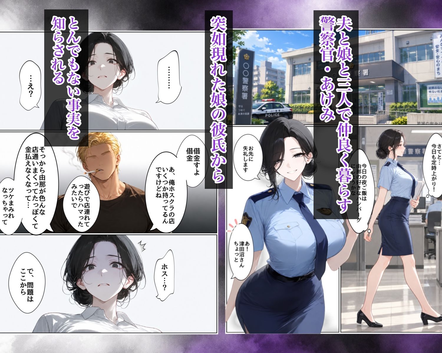 娘の彼氏とAV撮影〜娘の彼氏のチン〇でイキ狂い尿と潮をまき散らす人妻警官〜 サンプル画像2