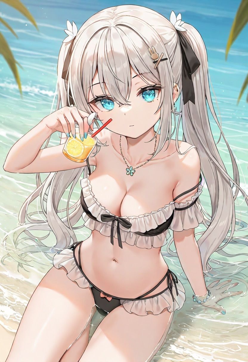 白髪美女の水着集 サンプル画像1