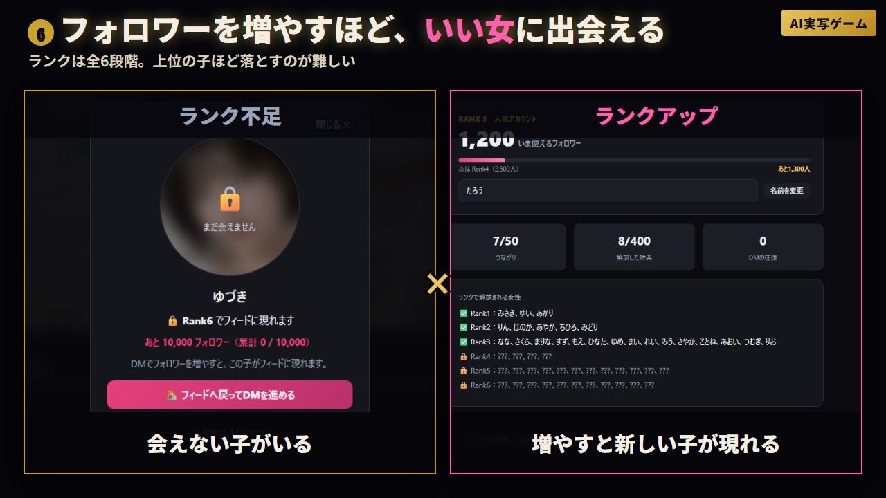 『エロスタグラム』 美女50人のDMを口説き堕とせ 脱ぎ・オナニー・フェラ・本番 全200動画【AI実写ゲーム】 サンプル画像7