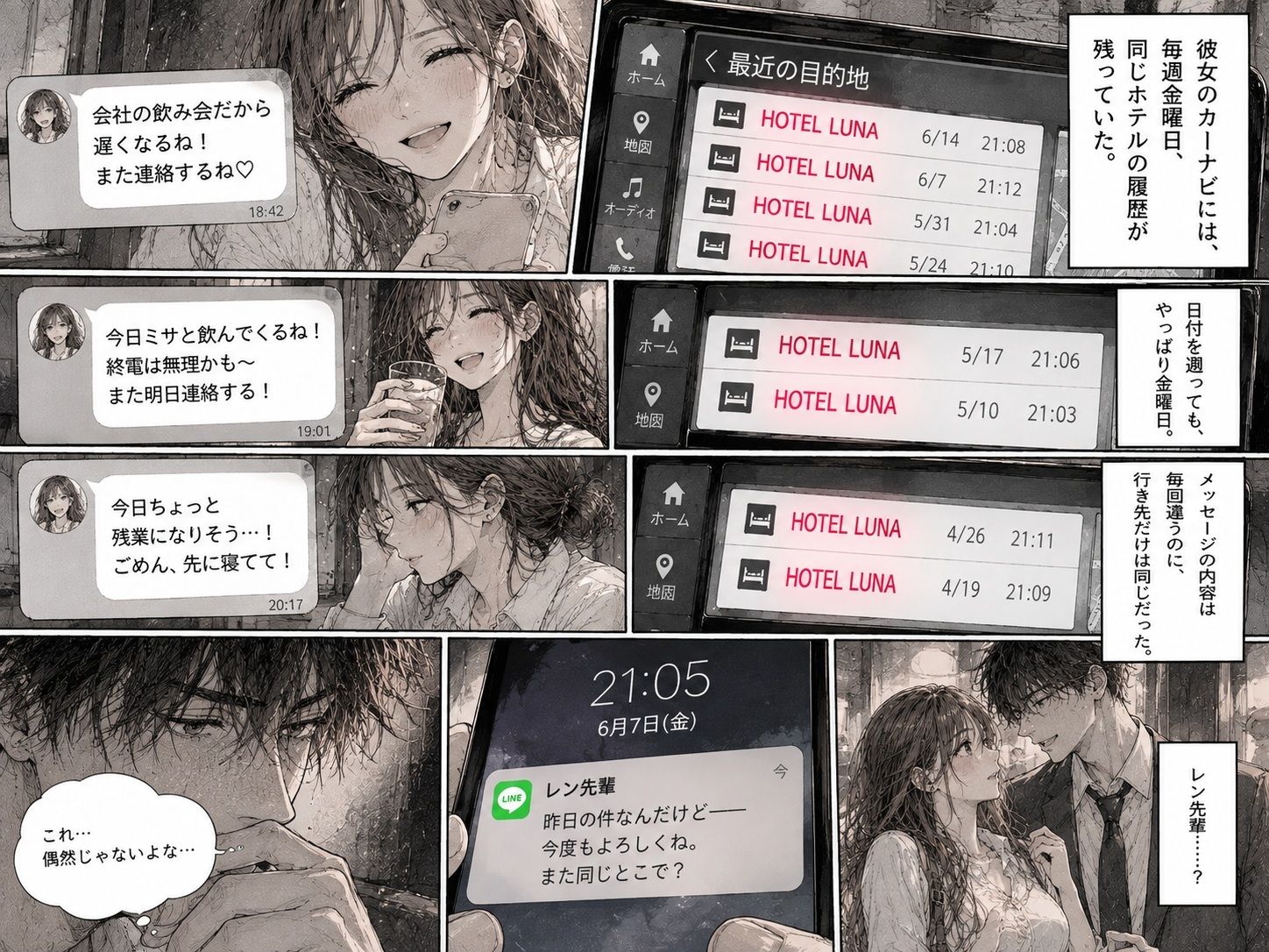 『彼女のカーナビに、毎週同じホテルの履歴が残っていた。』 サンプル画像2