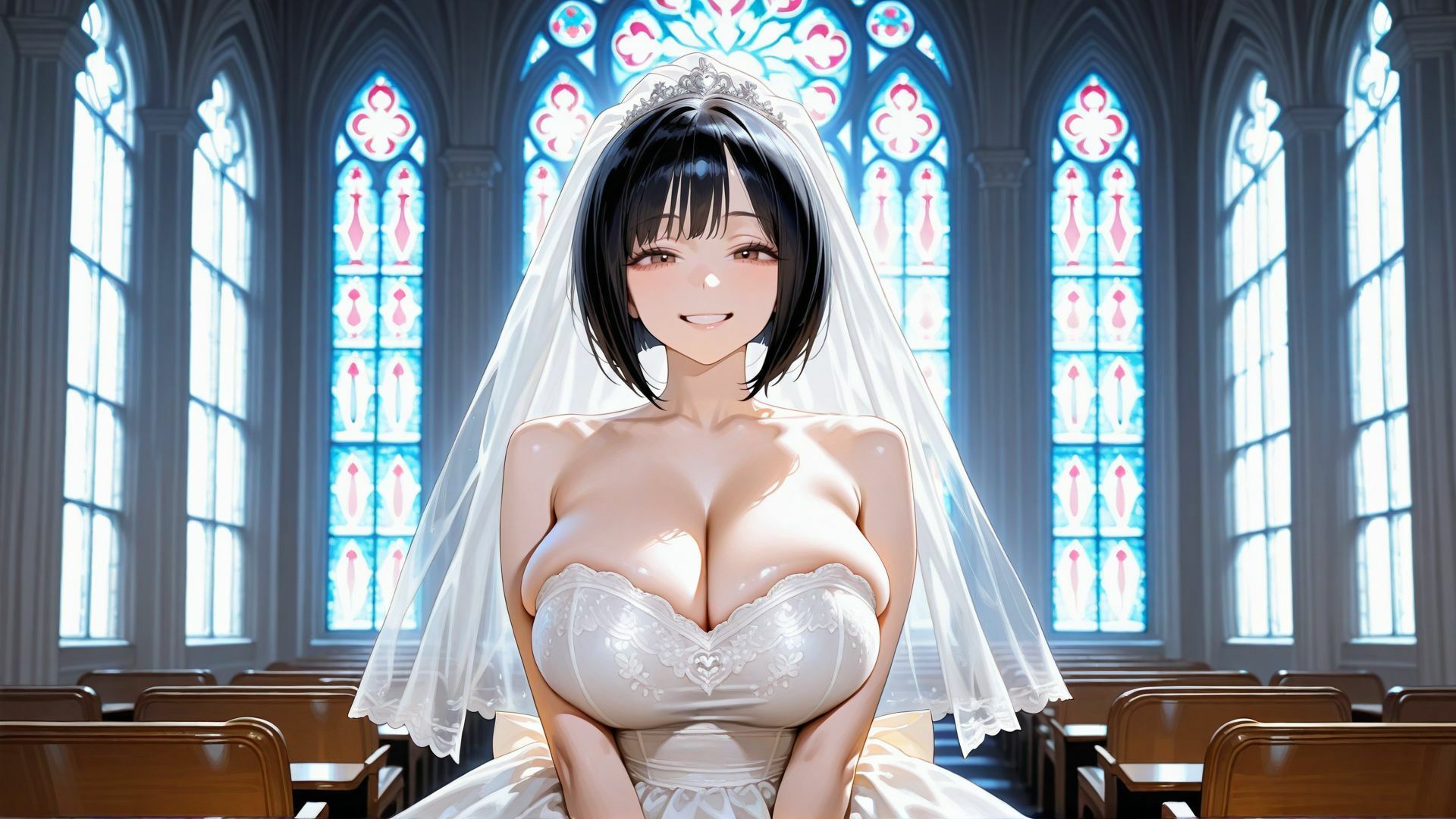 【4K】爆乳花嫁をウェディングドレスのまま濃厚中出し孕ませ サンプル画像1