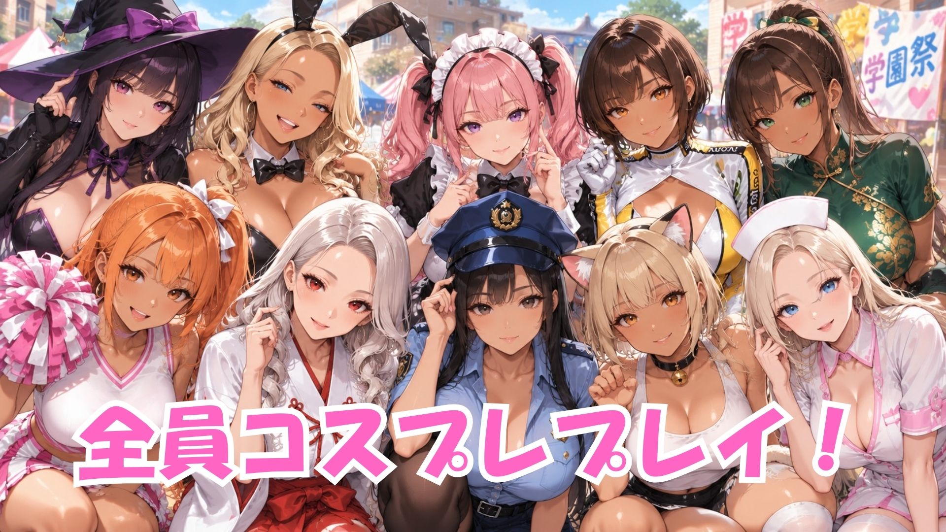 【4K高画質】学園祭で選抜されたギャル10人を全員別コスプレで堪能！濃厚中出しセックス10連発！ サンプル画像2