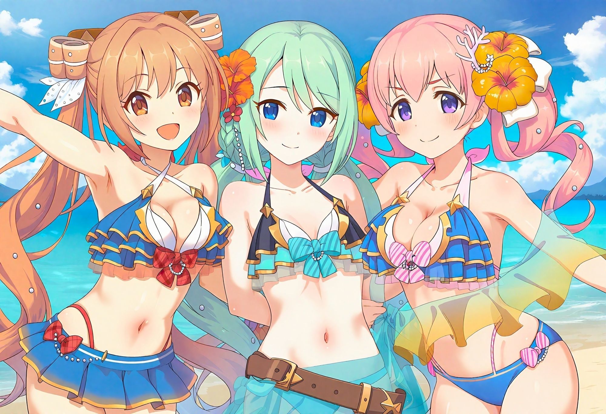 【プ◯コネR】カ◯ミナの水着乱交パーティー サンプル画像1