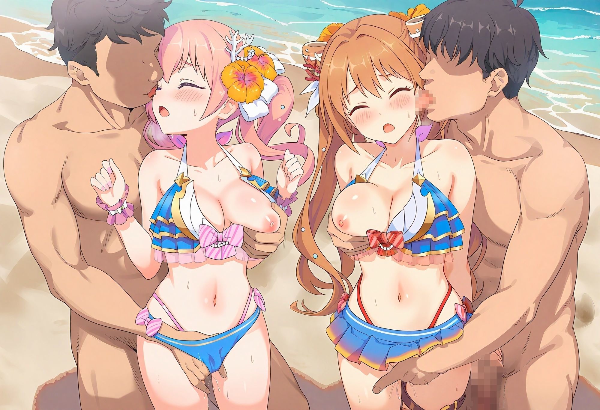 【プ◯コネR】カ◯ミナの水着乱交パーティー サンプル画像2