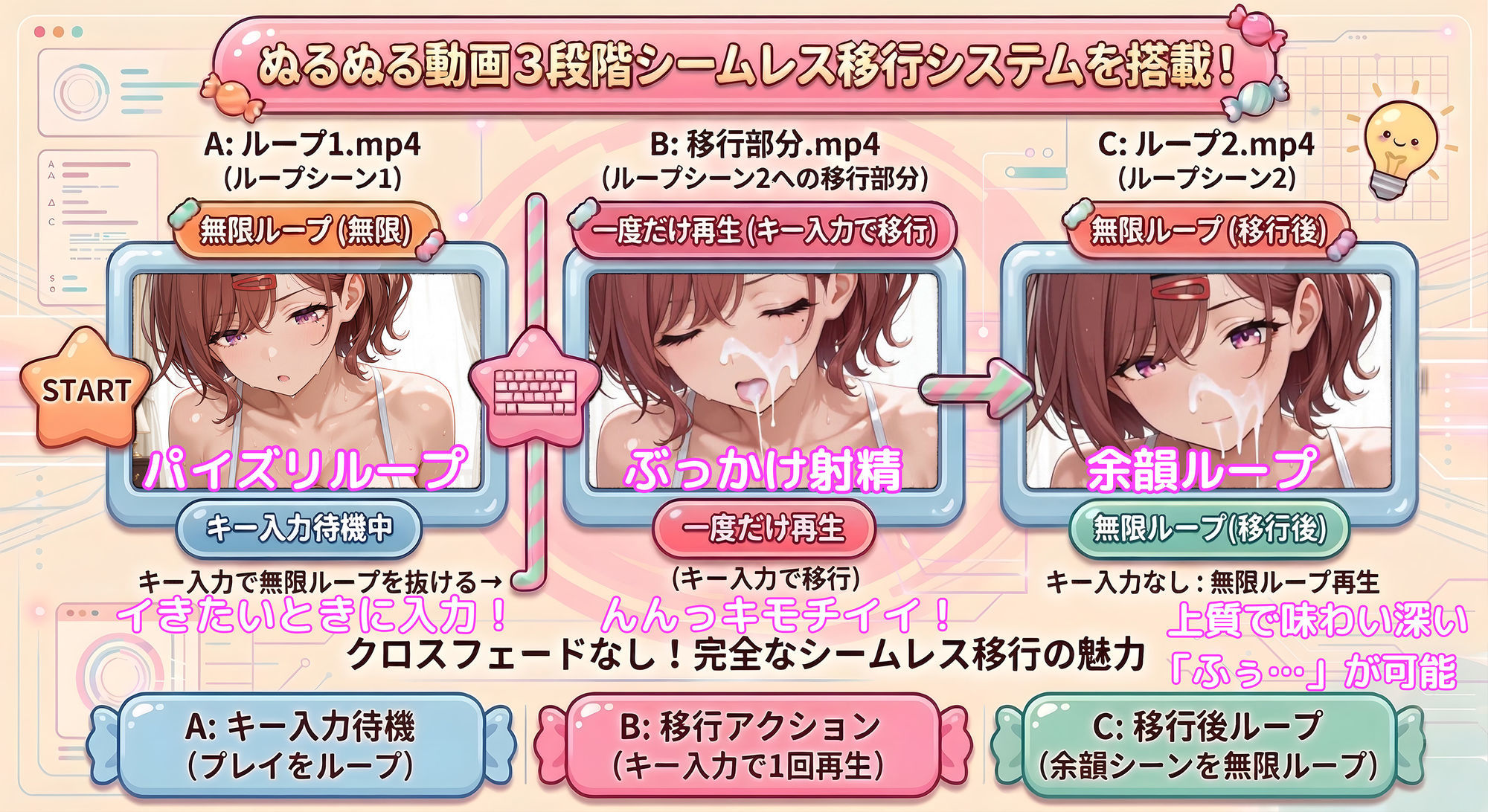 【動くパイズリぶっかけ】はさみずり 〜爆乳シニカルアイドルにパイズリしてもらい、好きなタイミングでぶっかけ顔射して、射精後の余韻シーンも60fpsぬるぬる動画で楽しめるミニゲーム〜 サンプル画像3
