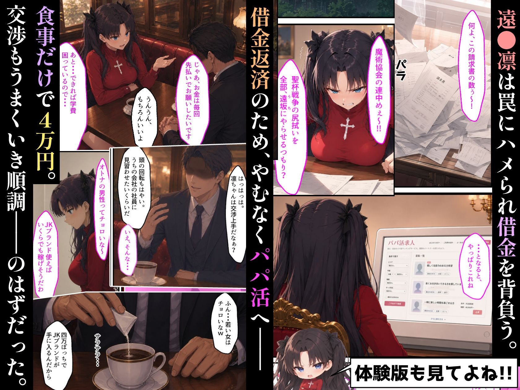 【漫画】遠●凛がパパ活おじさんに理解らせられる話 サンプル画像2