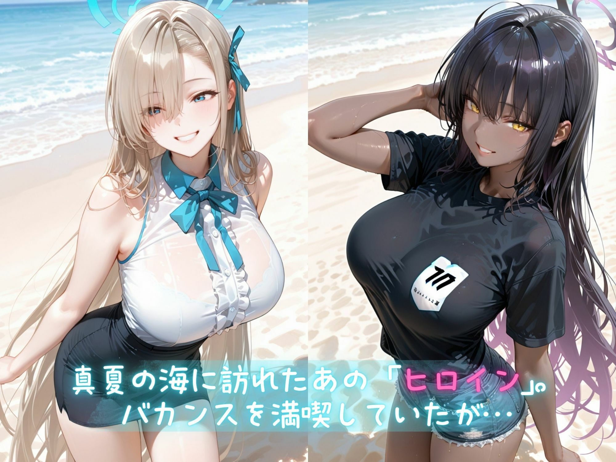メス堕ちヒロイン  〜 ア●ナ＆カ●ン 夏の海編 〜 サンプル画像1