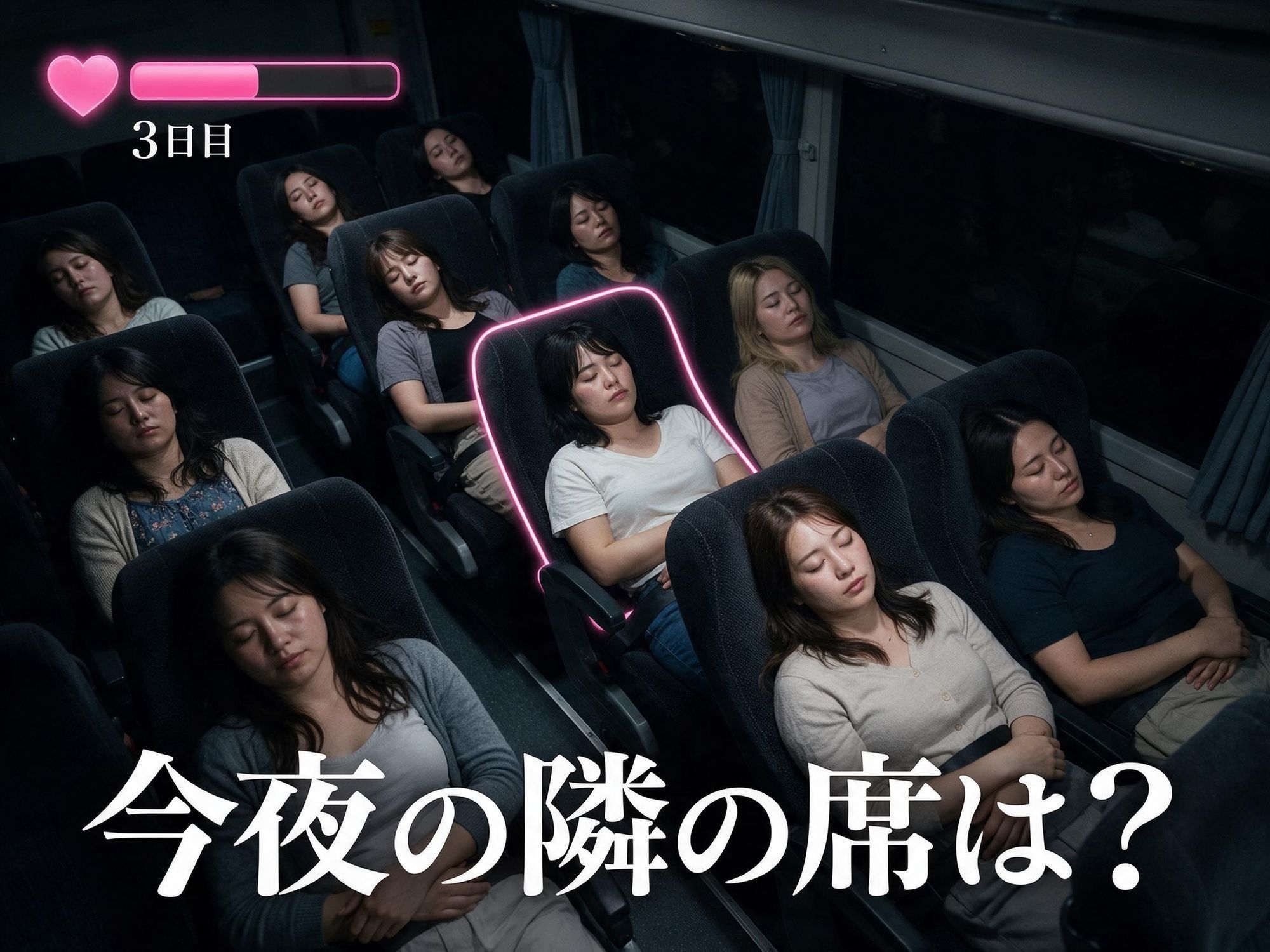 夜行バス中出し痴● 乳首つまみ×尻揉み×生挿入×大量中出し 〜消灯後の車内で10人の巨乳美女を●す〜 サンプル画像2