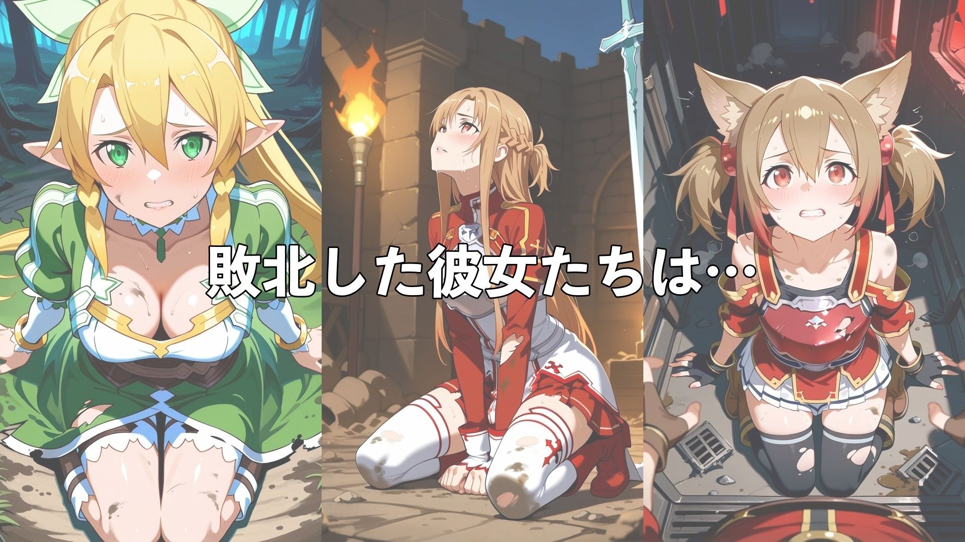 敗北したア●ナ＆リ●ファ＆シ●カの身体を存分に味わい容赦なく種付け サンプル画像2