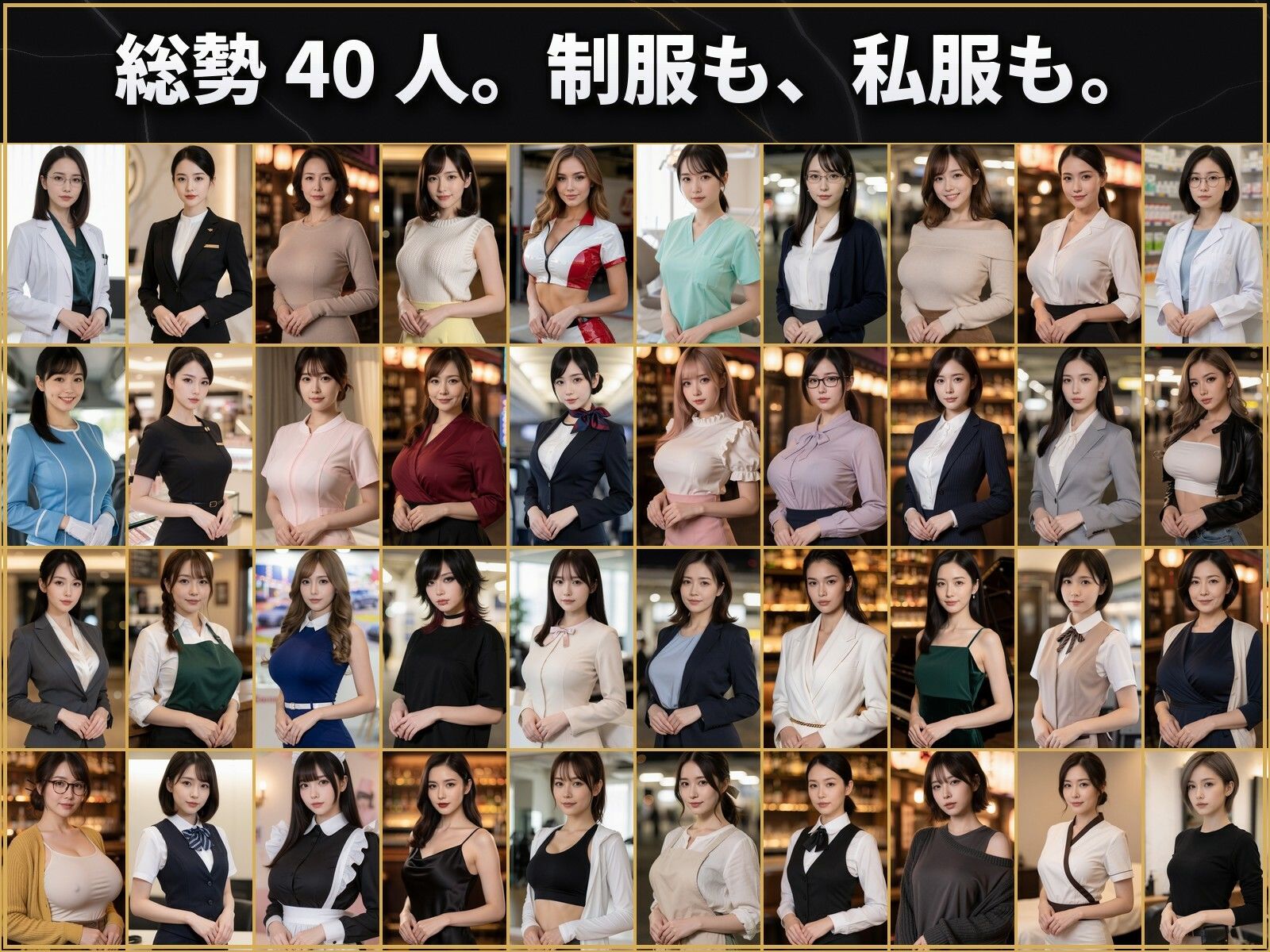 気になるあの美女と本番！ 〜客室乗務員・ナース・OL…口説いて抱ける40人〜【40人/H動画136本/全キャラ音声付き】 サンプル画像2