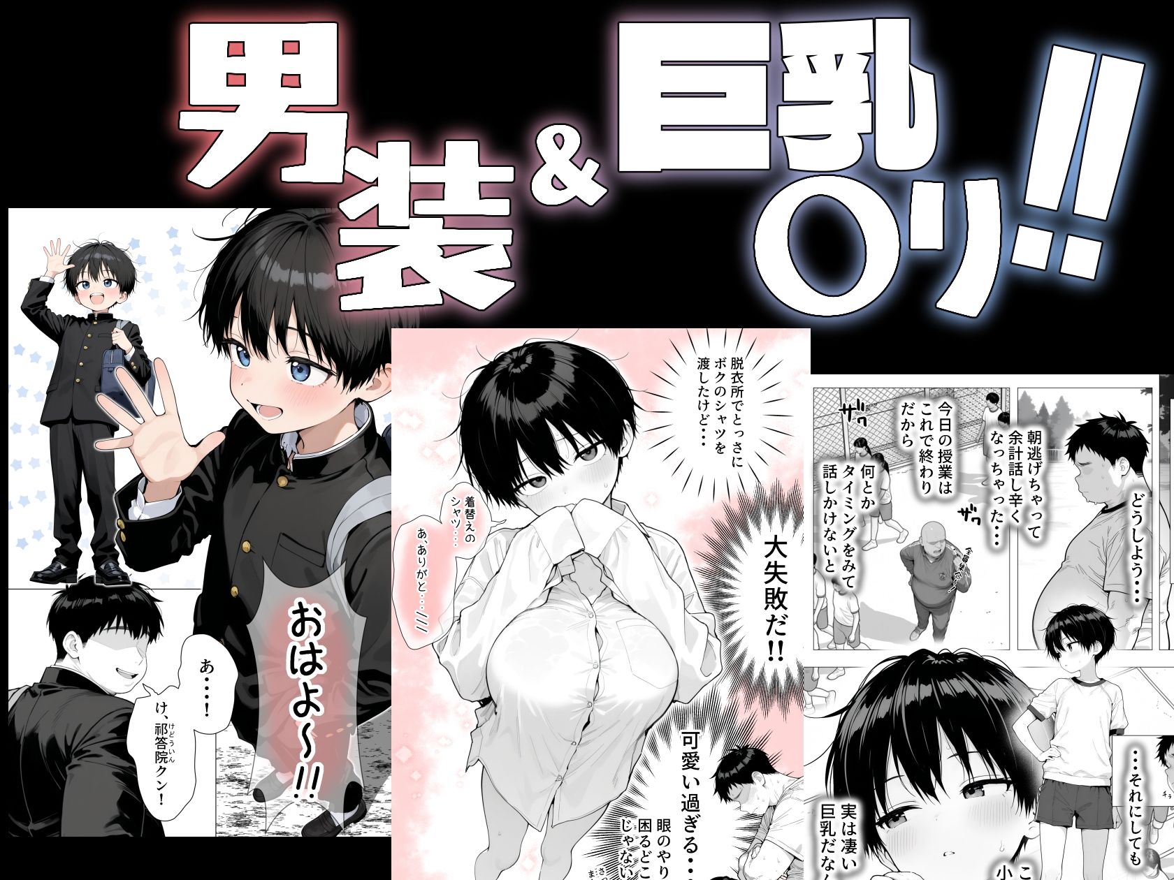 隣の席の男装〇リ巨乳 サンプル画像1