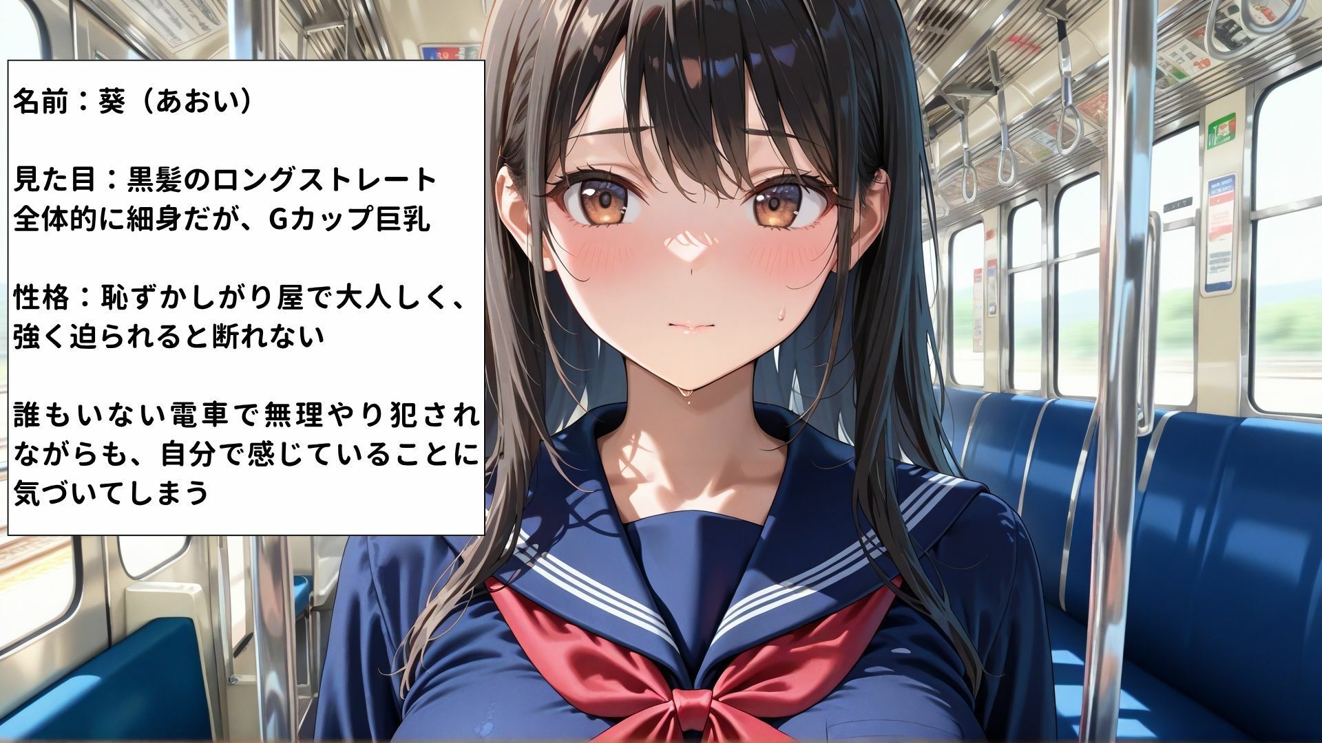 電車で巨乳JKを無理やり犯したら恥ずかしがってたのに最後は自分から腰を振り始めた件 サンプル画像1